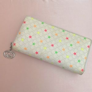 Gucci Long Continental Rainbow Multicolor Star Wallet - Cream WhiteMulticolored